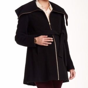 Momo Maternity black wool belted swing coat